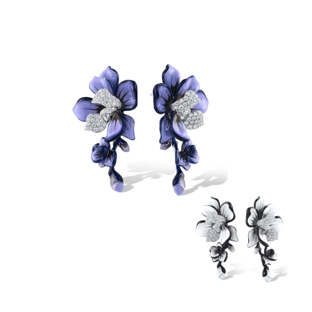 925 Sterling Silver Purple Enamel Flower Earrings – Sparkling Wedding Jewelry for Women, Trendy Statement Studs