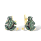 Sterling Silver Frog Earrings – Sparkling Green Black Spinel Animal Jewelry