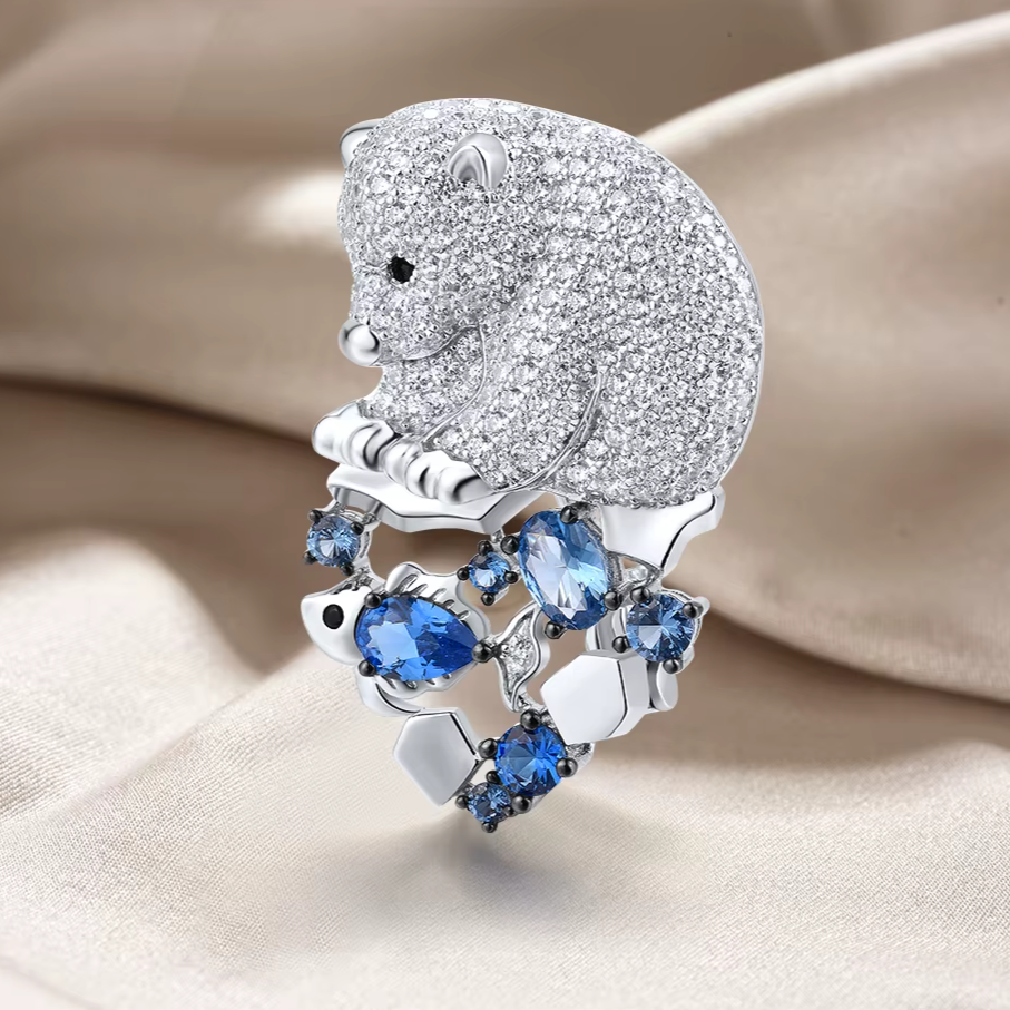 925 Sterling Silver Cute Bear Brooch 4