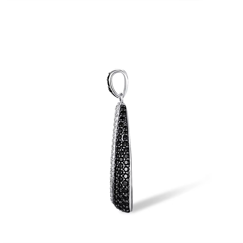 925 Sterling Silver Drop Pendant – Black Spinel & White 2