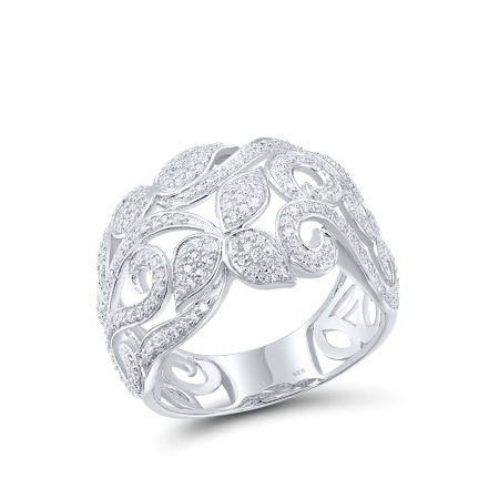 925 Sterling Silver Floral Ring – Sparkling Cubic Zirconia Elegant Women’s Jewelry for Parties & Special Occasions