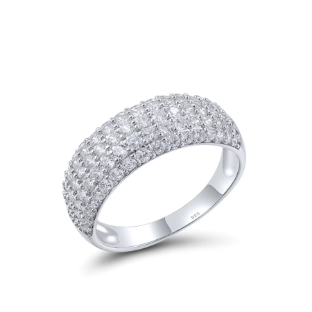 925 Sterling Silver Pave White CZ Band Ring – Elegant Daily Wear Fine Jewelry for Women