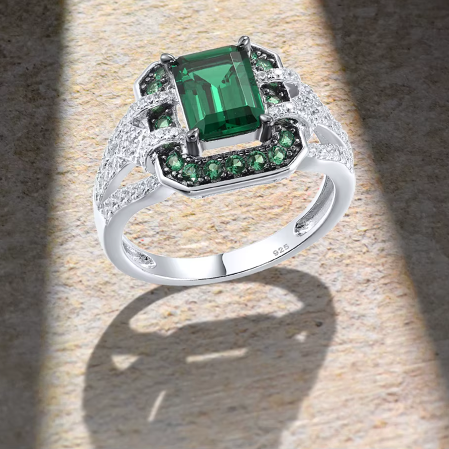 925 Sterling Silver Green Spinel Solitaire Ring for Women 4