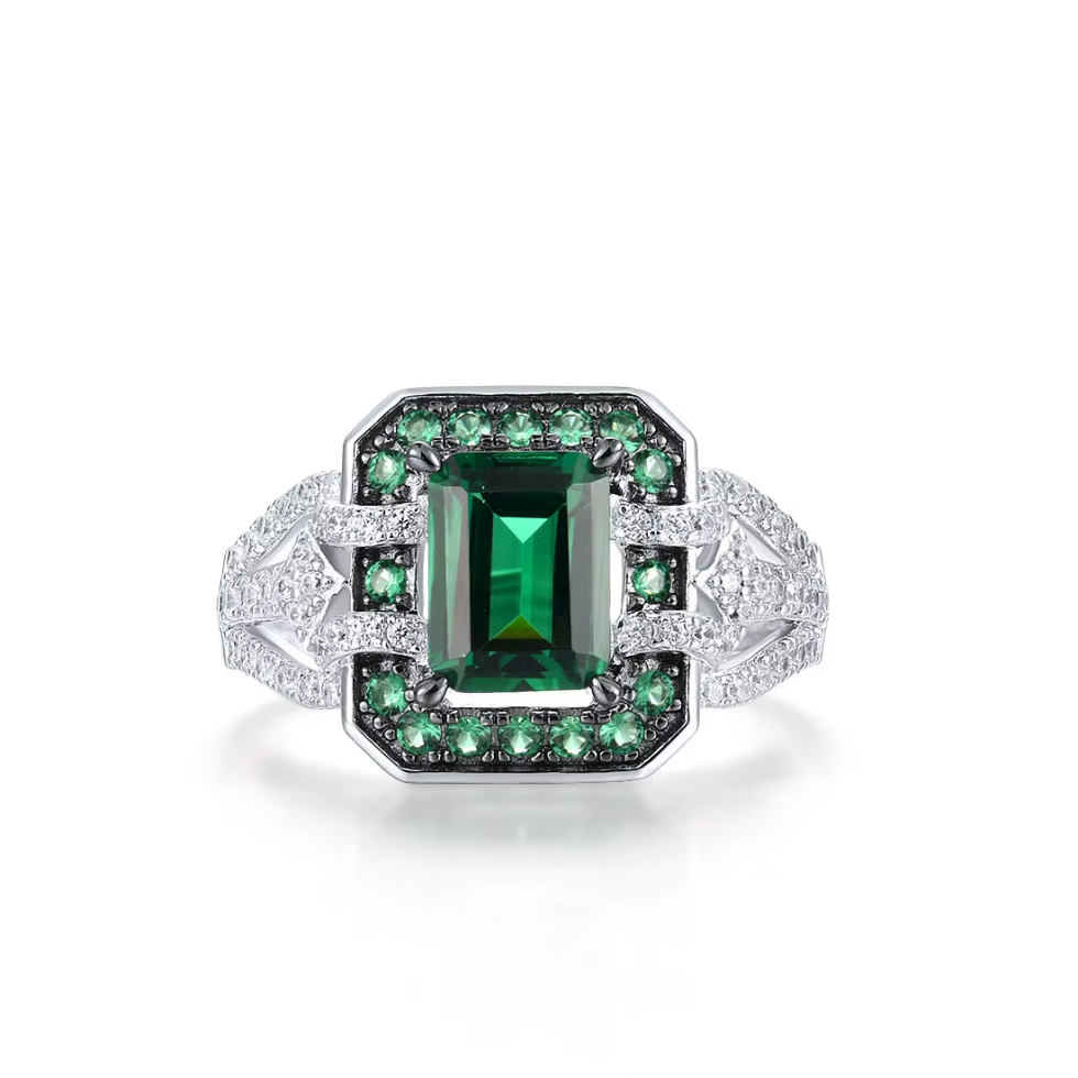 925 Sterling Silver Green Spinel Solitaire Ring for Women 2