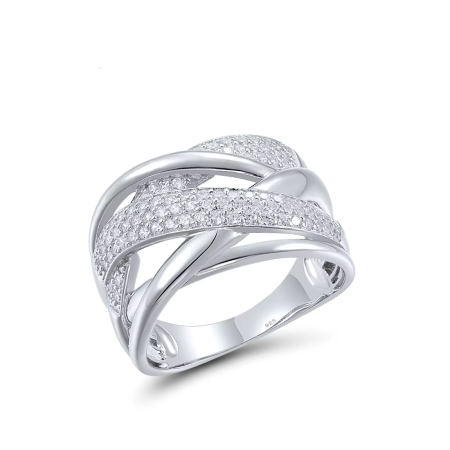 Modern Sterling Silver Ring – 925 Sterling Silver with Sparkling White Cubic Zirconia