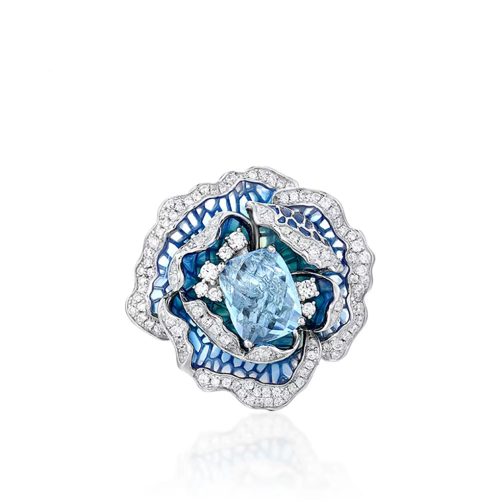 925 Sterling Silver Elegant Blooming Flower Ring 2